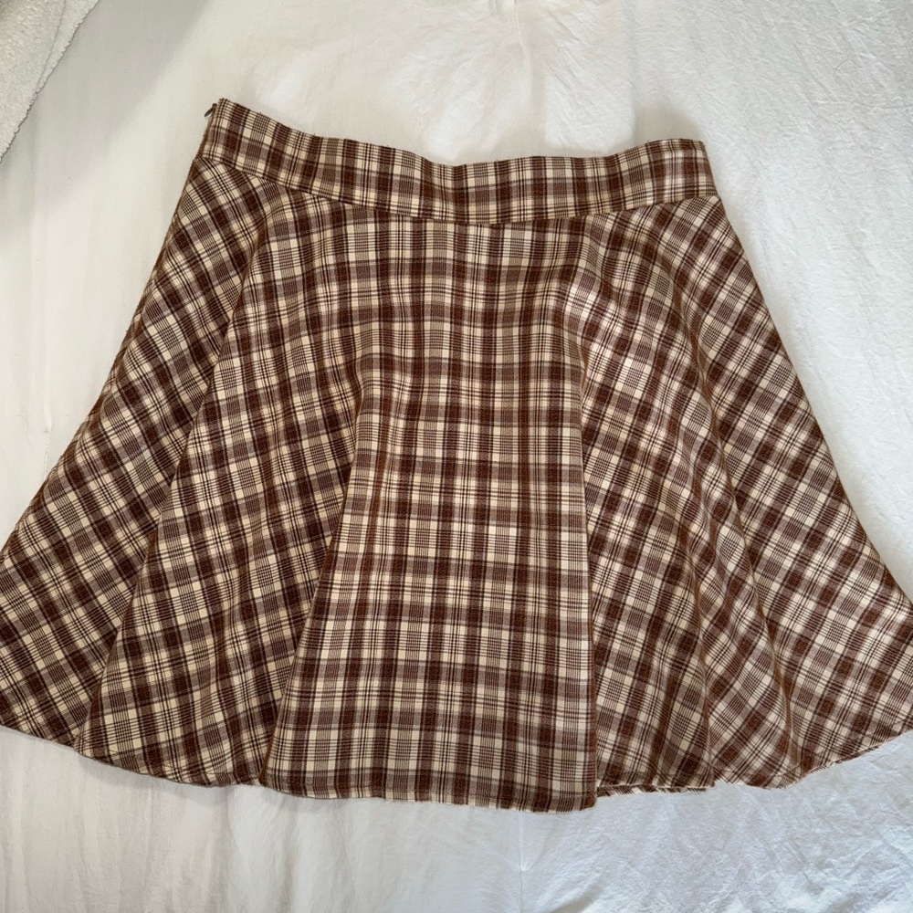 SHEIN Brown Plaid Mini Skirt